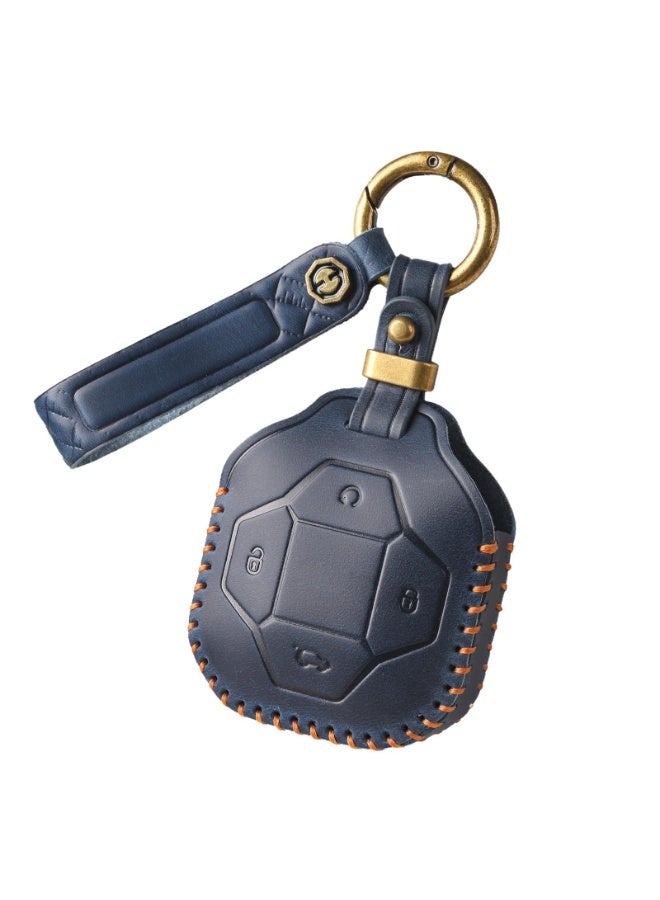 NOSKIN Leather Key Fob Cover with Keychain Fit for Chery Jetour Traveller T2 2023-2026 Key Remote,Durable Car Key Case for Men Women,Full Protection Key Holder (Blue) - Image 1
