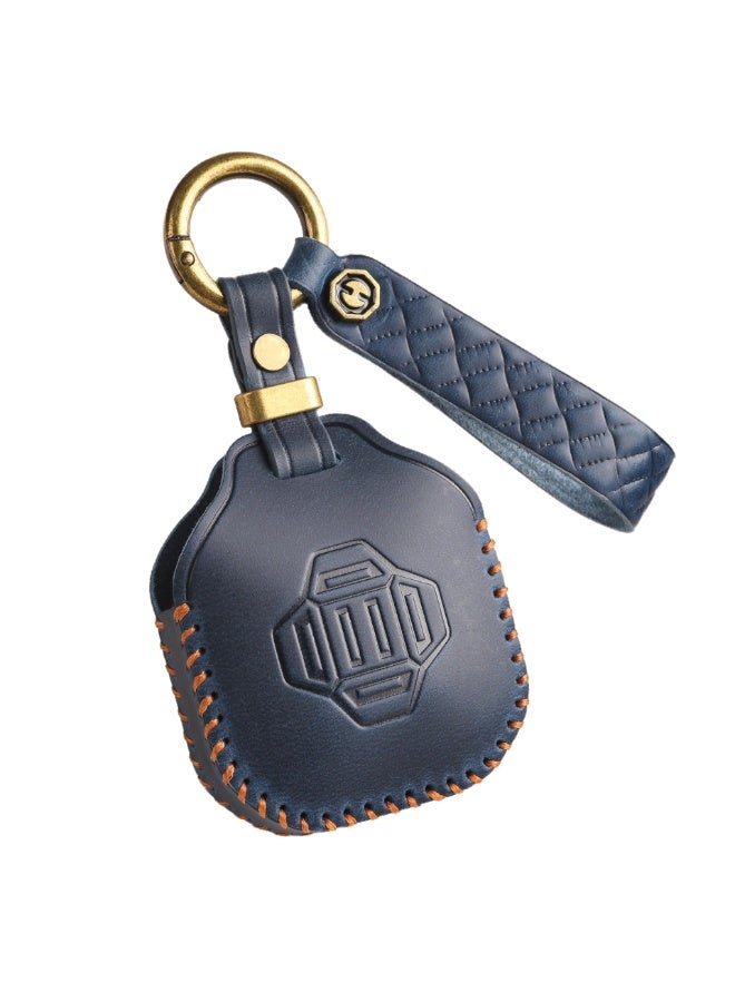 NOSKIN Leather Key Fob Cover with Keychain Fit for Chery Jetour Traveller T2 2023-2026 Key Remote,Durable Car Key Case for Men Women,Full Protection Key Holder (Blue) - Image 3