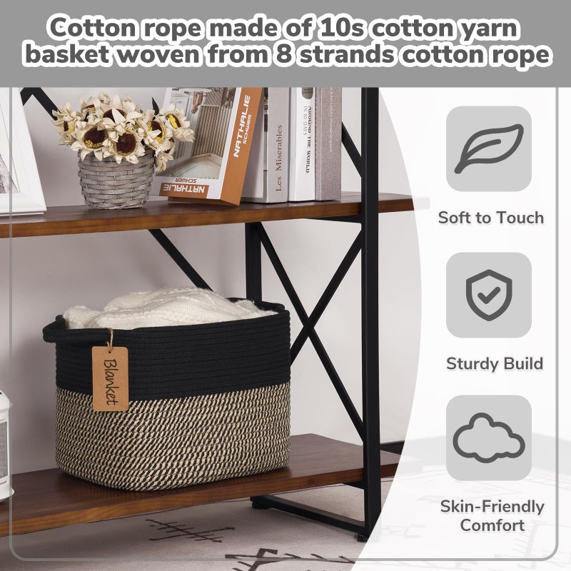 Goodpick Woven Storage Basket for Shelves, Small Wicker Baskets for Shoes,Towel, Toy Baskets Storage Kids, Empty Gift Basket with Handles, 13 x 10 x 9 Inches - Image 5