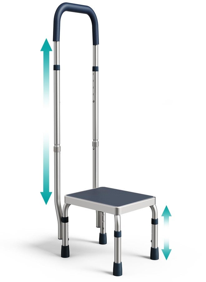 Pelegon Adjustable Step Stool with Handle for Elderly (300LB Capacity) - Bedside Safety Step for High Beds, Height Adjustable Platform & Handle, Non-Slip Stable Frame, Easy Assembly - Image 1