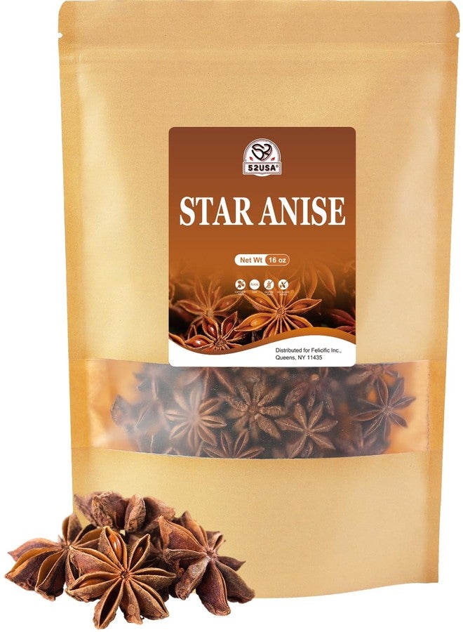 52USA Star Anise, 16 Ounce (Pack of 1), NON-GMO Verified Chinese Star Anise Whole, Dried Star Anise Pods for Tea and baking - Image 1