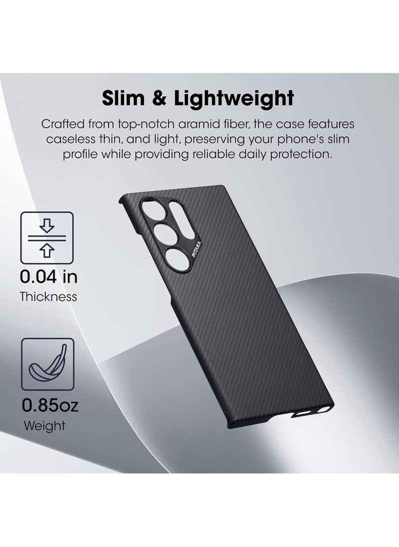 PITAKA - PITAKA Case for Samsung Galaxy S24 Ultra 6.8 Inch Compatible with Magsafe, Slim & Light Samsung Galaxy S24 Ultra Case, 600D Aramid Fiber Made MagEZ Case 4 - Black - Image 1
