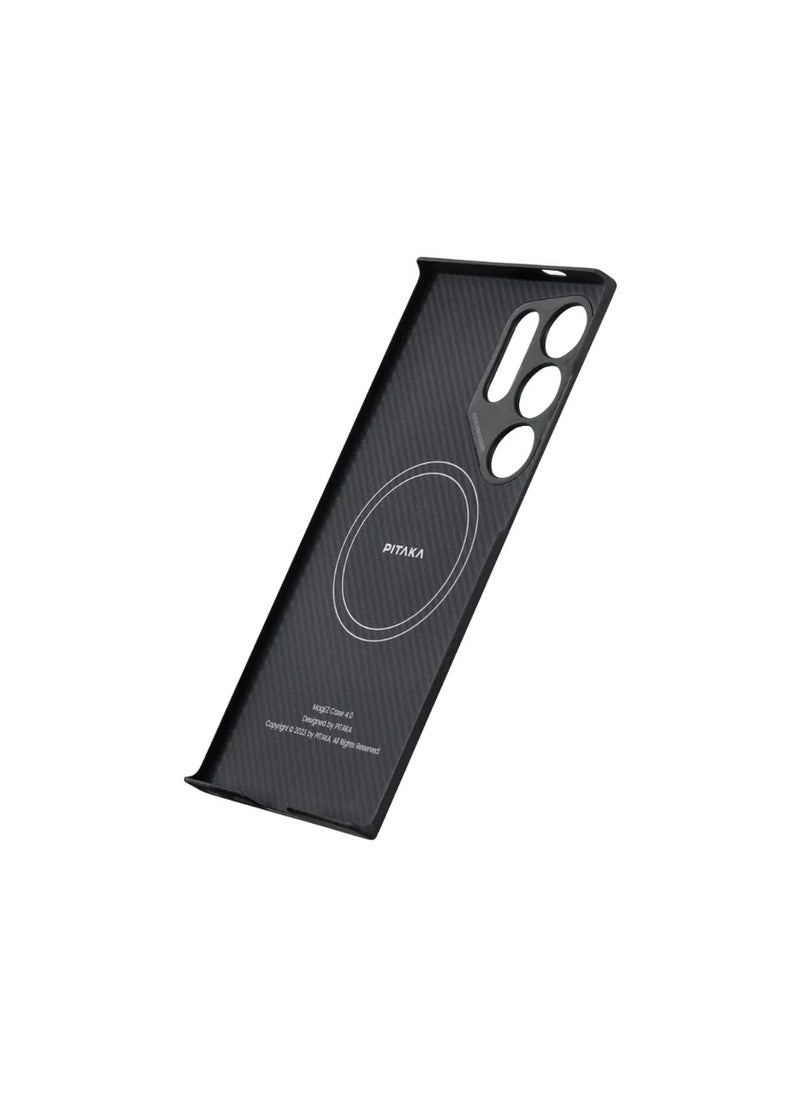 PITAKA - PITAKA Case for Samsung Galaxy S24 Ultra 6.8 Inch Compatible with Magsafe, Slim & Light Samsung Galaxy S24 Ultra Case, 600D Aramid Fiber Made MagEZ Case 4 - Black - Image 1