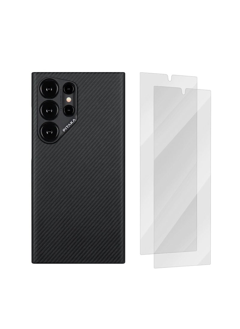 PITAKA - PITAKA Case for Samsung Galaxy S24 Ultra 6.8 Inch Compatible with Magsafe, Slim & Light Samsung Galaxy S24 Ultra Case, 600D Aramid Fiber Made MagEZ Case 4 - Black - Image 1