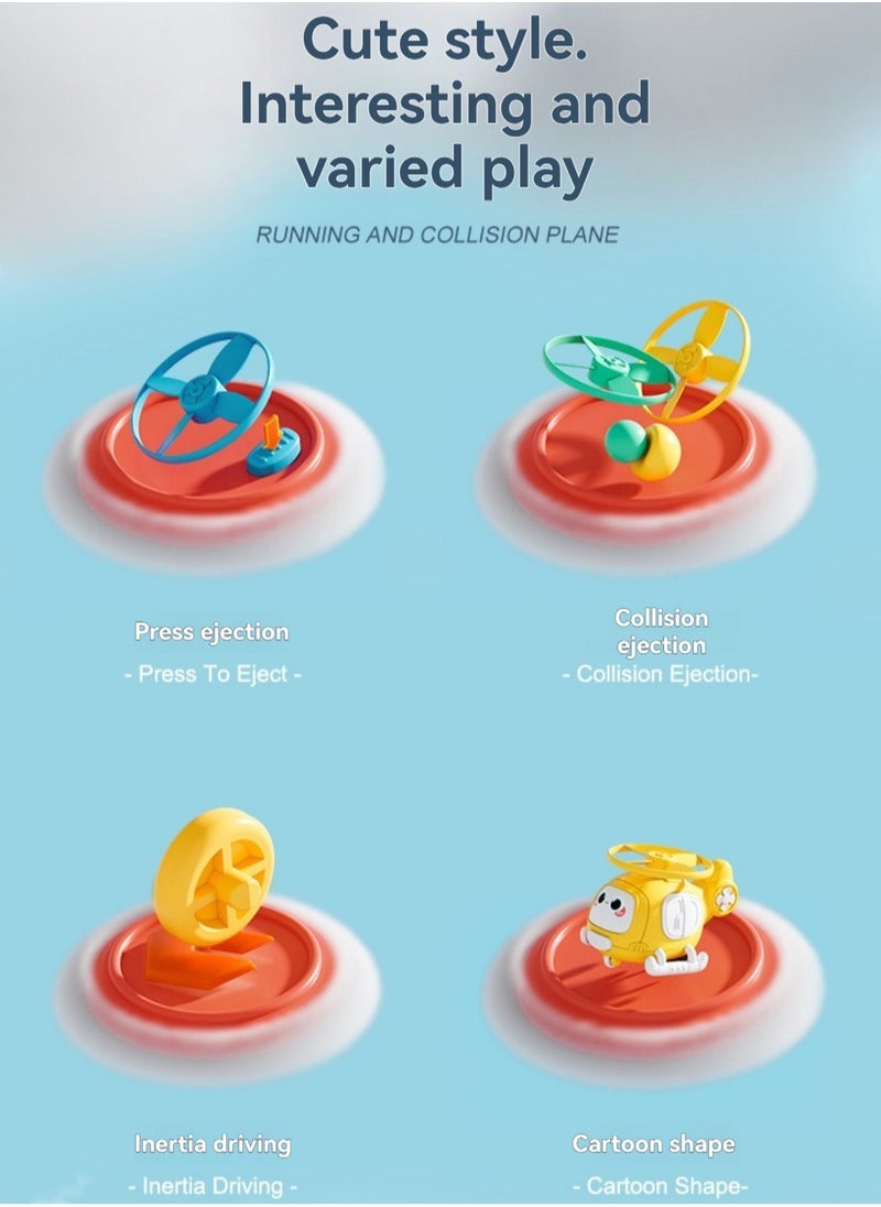 null - Children's rotating inertia toy aircraft: bamboo dragonfly, frisbee, airplane, helicopter, collision gift toy car, suitable for boys and girls in one package - Image 1