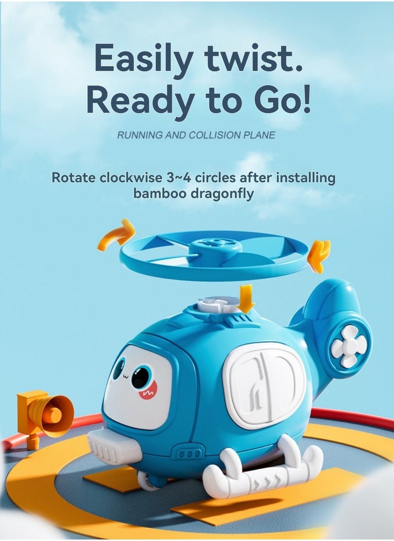 null - Children's rotating inertia toy aircraft: bamboo dragonfly, frisbee, airplane, helicopter, collision gift toy car, suitable for boys and girls in one package - Image 1