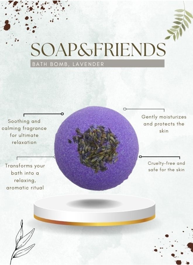 Soap&Friends SPA Bath Bomb Lavender | 110g – Relaxing Lavender-Scented Bath Bomb with Coconut Oil  - Image 2