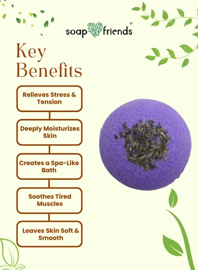 Soap&Friends SPA Bath Bomb Lavender | 110g – Relaxing Lavender-Scented Bath Bomb with Coconut Oil - Image 4