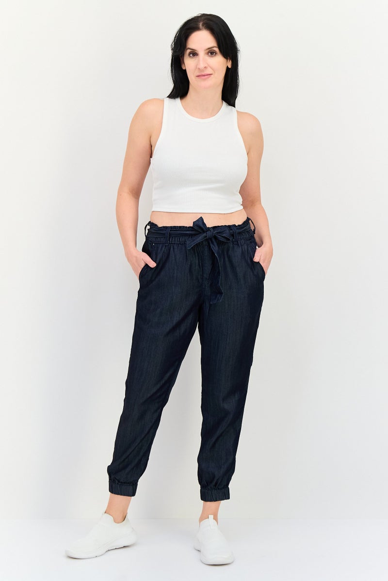 Levi's Women Regular Fit Solid Denim Jogger Pants, Navy - Image 4