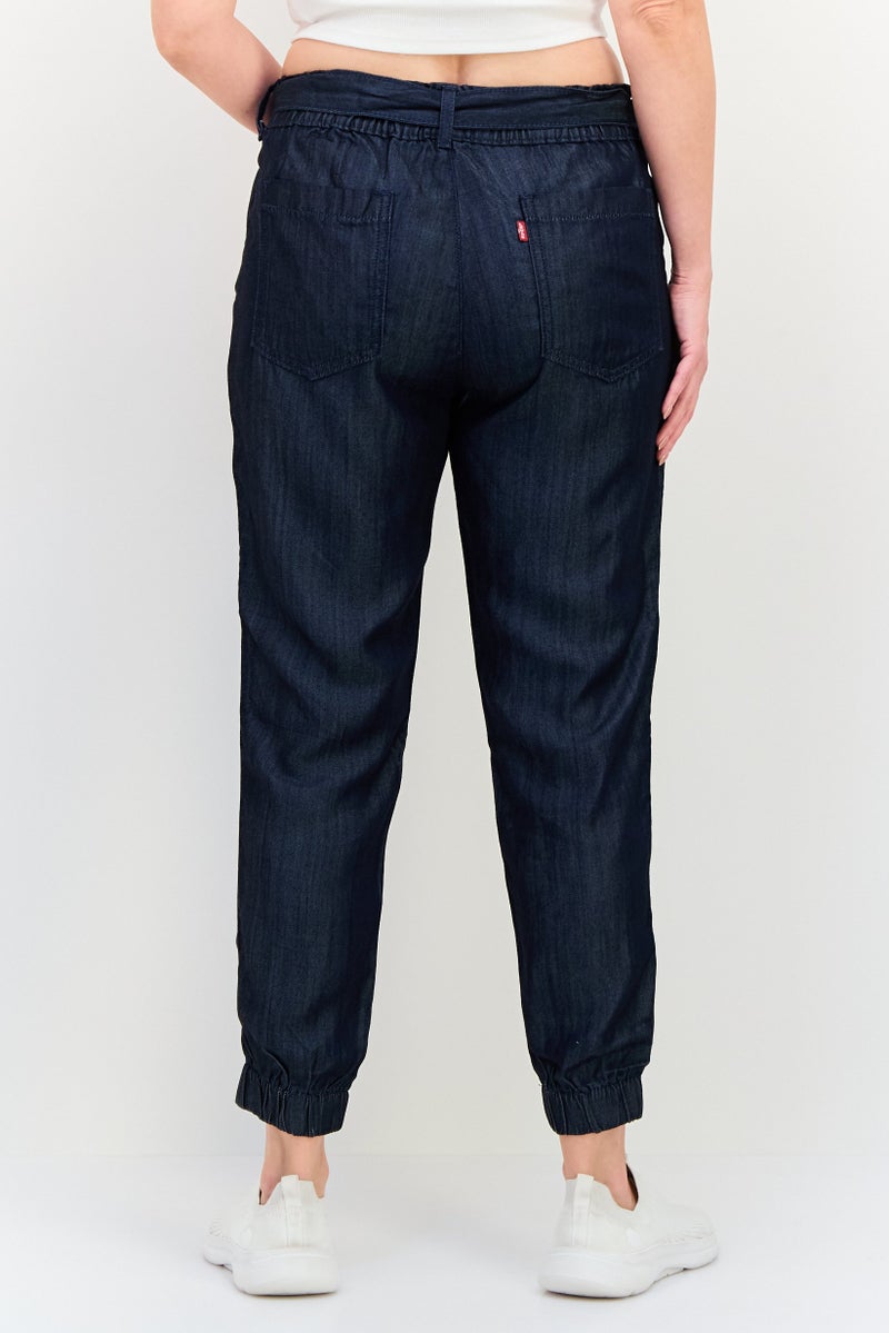 Levi's Women Regular Fit Solid Denim Jogger Pants, Navy - Image 3