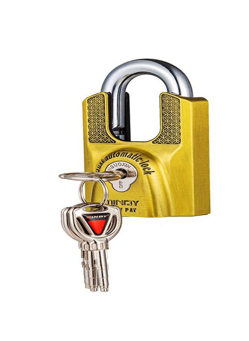ZIGLY ZIGLY Mindy Lock with Keys Indoor and Outdoor Zinc Alloy Big Padlock 4 Key Golden  - Image 3