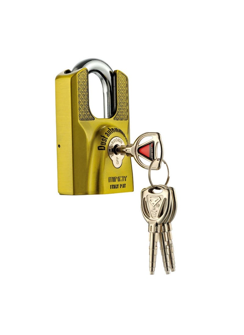 ZIGLY ZIGLY Mindy Lock with Keys Indoor and Outdoor Zinc Alloy Big Padlock 4 Key Golden  - Image 2