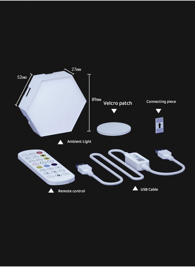 Generic - 6 Pack LED Lights with Remote Control Hexagon Wall Lights RGB Gaming LED Lights for Gaming Setup DIY Geometry Modular LED Light Panels for Gaming Room Bedroom Streaming - Image 1