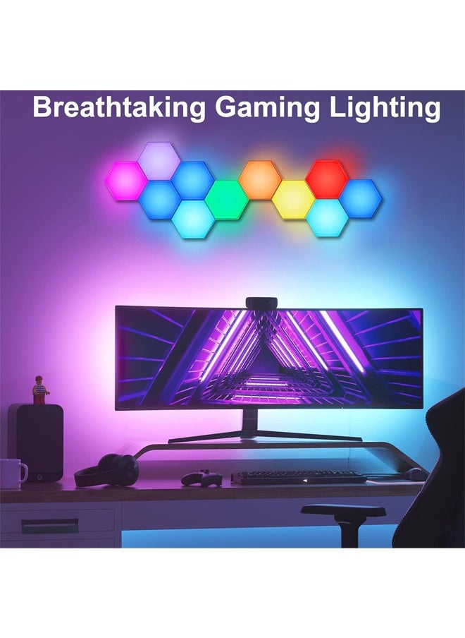 Generic - 6 Pack LED Lights with Remote Control Hexagon Wall Lights RGB Gaming LED Lights for Gaming Setup DIY Geometry Modular LED Light Panels for Gaming Room Bedroom Streaming - Image 1