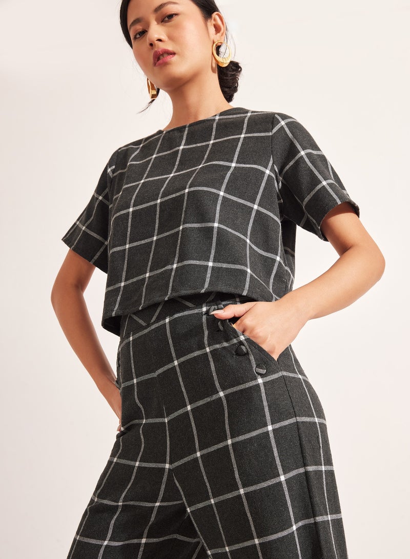 ذا ليبل لايف بلوزة قصيرة منقوشة بأزرار - Image 3