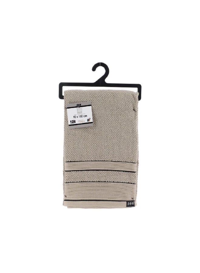 Tendance Bi-Color Premium Cotton Soft Bath Towel Twine and Black 90 x 150 cm AA7015161 - Image 1