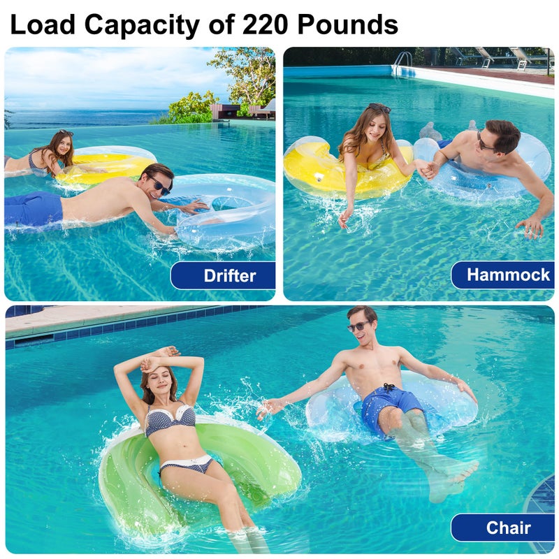 PuppyuWill 4 Pack Pool Floats Adult, PuppyuWill Minimalist Design Pool Chair Float, 52" X 38" Dopamine Colors, Drifter, Chair, Hammock 3-in-1 Inflatable Pool Toys for Pool Party, Lake, River, Sea, Outdoor - Image 2
