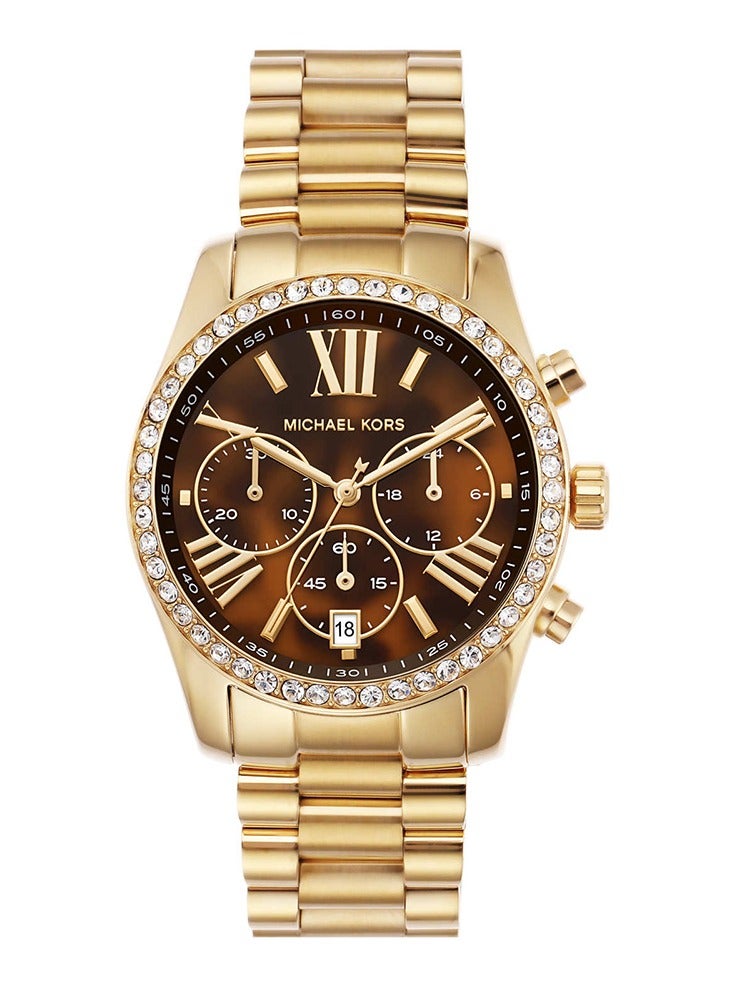 MK Michael Kors Lexington Pave Chronograph Quartz Brown Dial Ladies Watch-MK7276  - Image 1