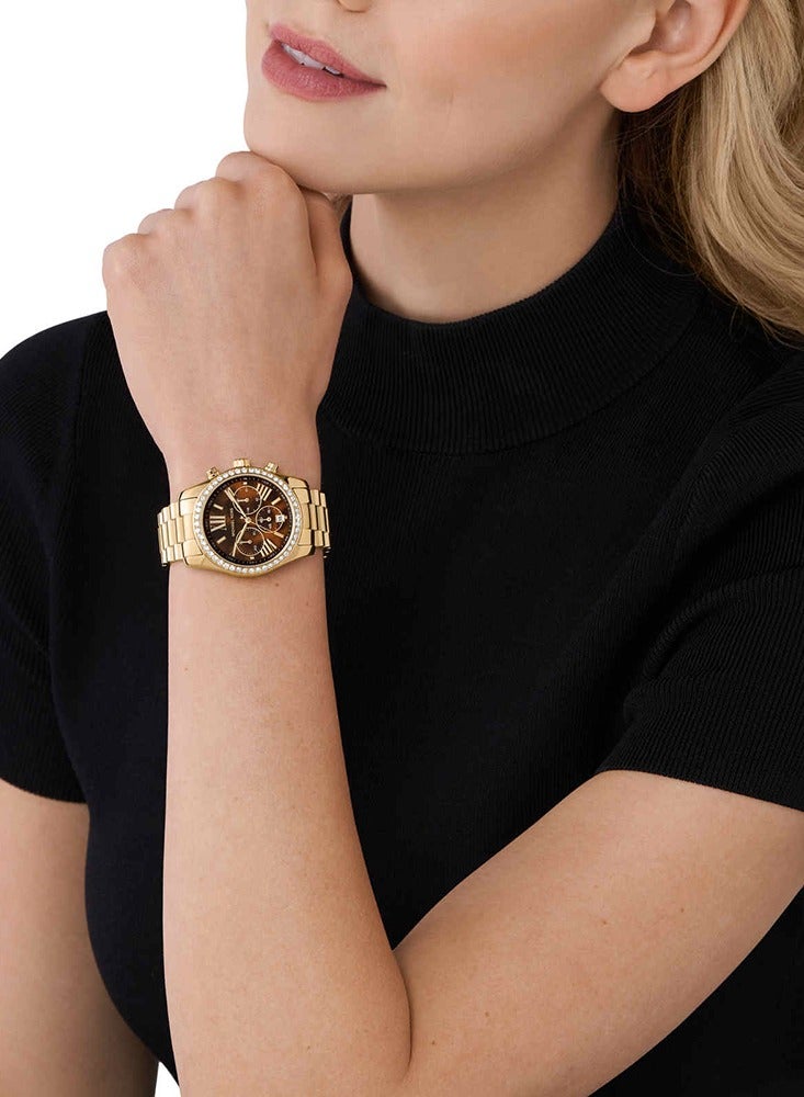 MK Michael Kors Lexington Pave Chronograph Quartz Brown Dial Ladies Watch-MK7276  - Image 4