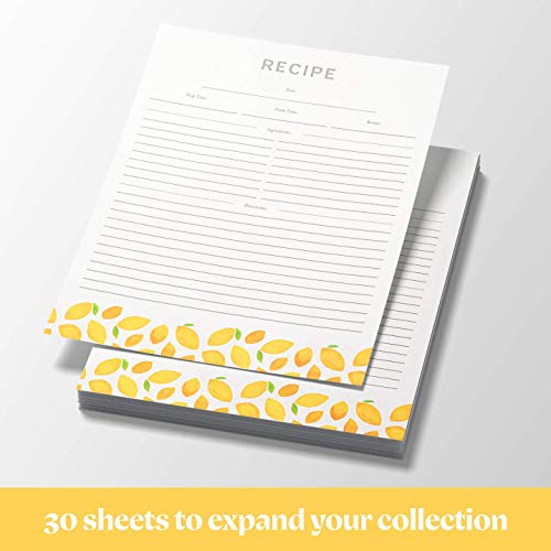 Jot  Mark Jot & Mark Recipe Card Paper Full Page 8.5x11 with Crystal Clear Page Protectors for 3 Ring Binder, 30 Count (Lemon Twist) - Recipe Cards - Image 3