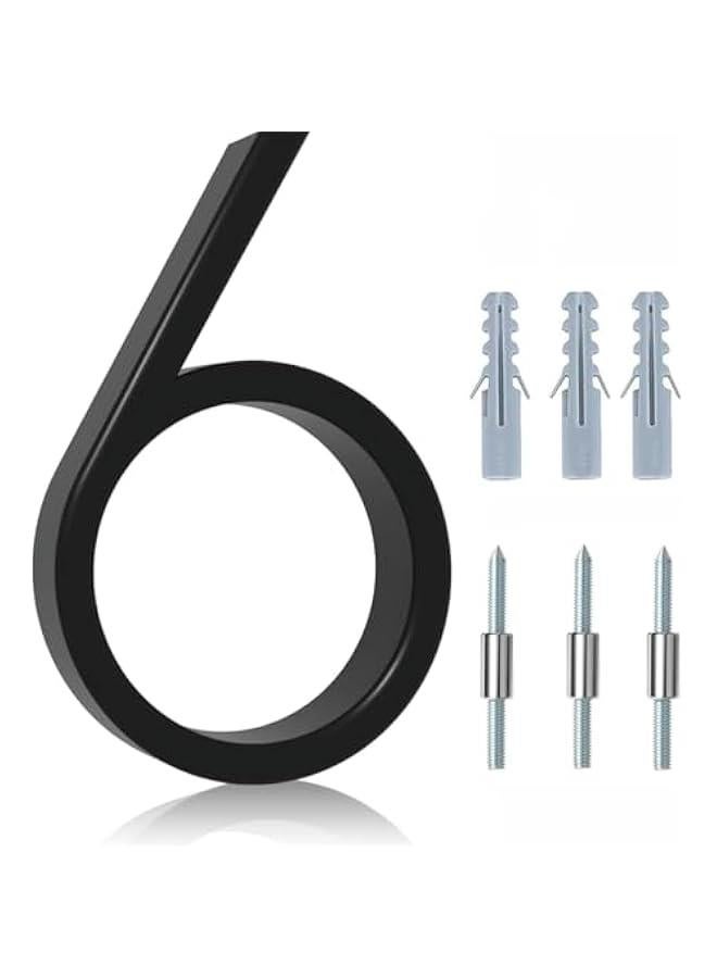 HOOKOR Floating House Numbers for Outside, Metal Modern Address Numbers for House, Zinc Alloy Anti-Rust Home Address Numbers for Door Mailbox, High Gloss Black (6) - Image 1