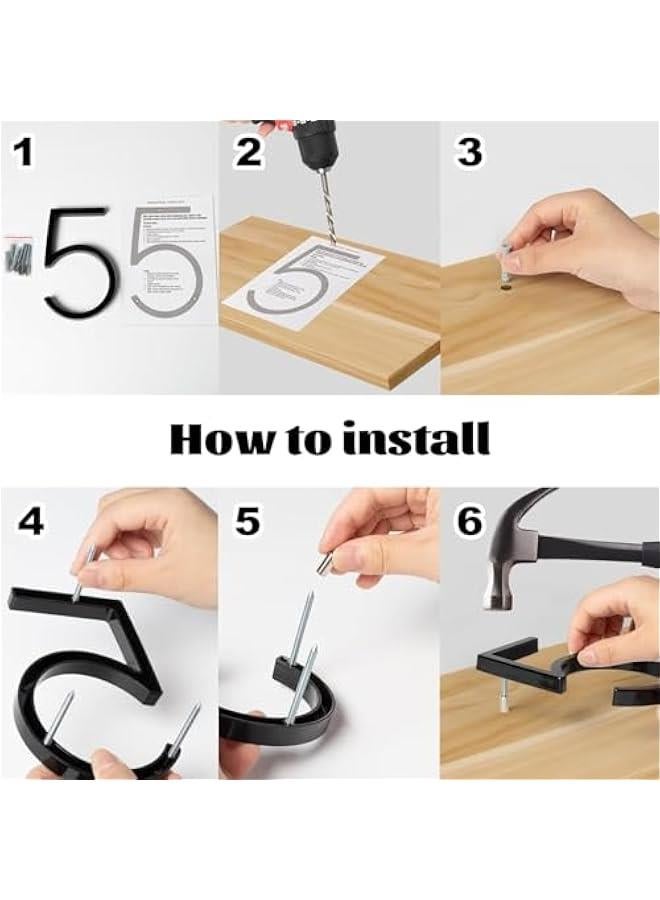 HOOKOR Floating House Numbers for Outside, Metal Modern Address Numbers for House, Zinc Alloy Anti-Rust Home Address Numbers for Door Mailbox, High Gloss Black (6) - Image 2