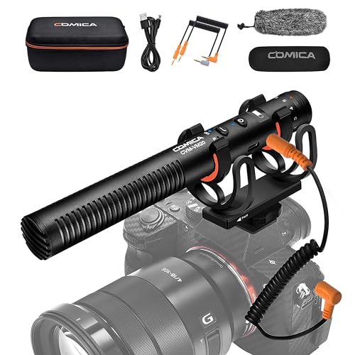 COMICA VM20 Shotgun Microphone, Super-Cardioid Camera Microphone with Rycote Shockmount, Windscreen, Wind Muff, OLED Power Display, Video Mic for Smartphones, DSLR Cameras, Camcorders, Laptops - Image 1