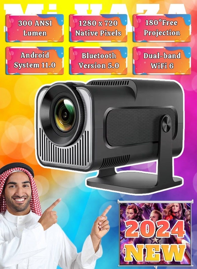 Portable HD Projector - Support 4K - Smart Projector with 5G Dual-band Wifi and Bluetooth 5.0 - Mobile Home Theater - Compatible With Android/iOS/Windows/TV Stick/HDMI/USB - Image 1