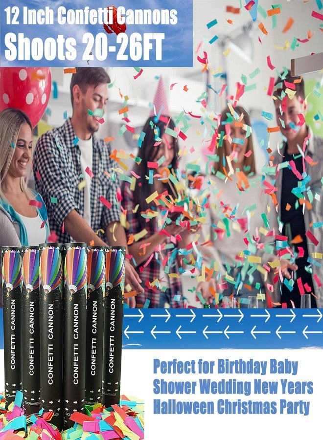 OceanWings Biodegradable Confetti Cannon Easy Clean - 6 Pack Party Poppers Confetti Shooters for Birthday Graduation Wedding New Year’s Eve Celebration Office Prank, Large Confetti Cannon - Image 3