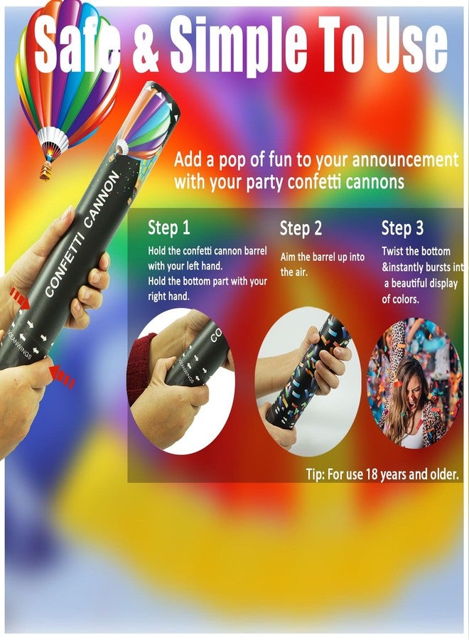 OceanWings Biodegradable Confetti Cannon Easy Clean - 6 Pack Party Poppers Confetti Shooters for Birthday Graduation Wedding New Year’s Eve Celebration Office Prank, Large Confetti Cannon - Image 2