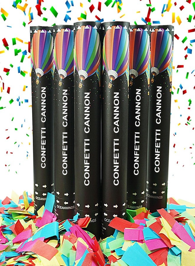 OceanWings Biodegradable Confetti Cannon Easy Clean - 6 Pack Party Poppers Confetti Shooters for Birthday Graduation Wedding New Year’s Eve Celebration Office Prank, Large Confetti Cannon - Image 1