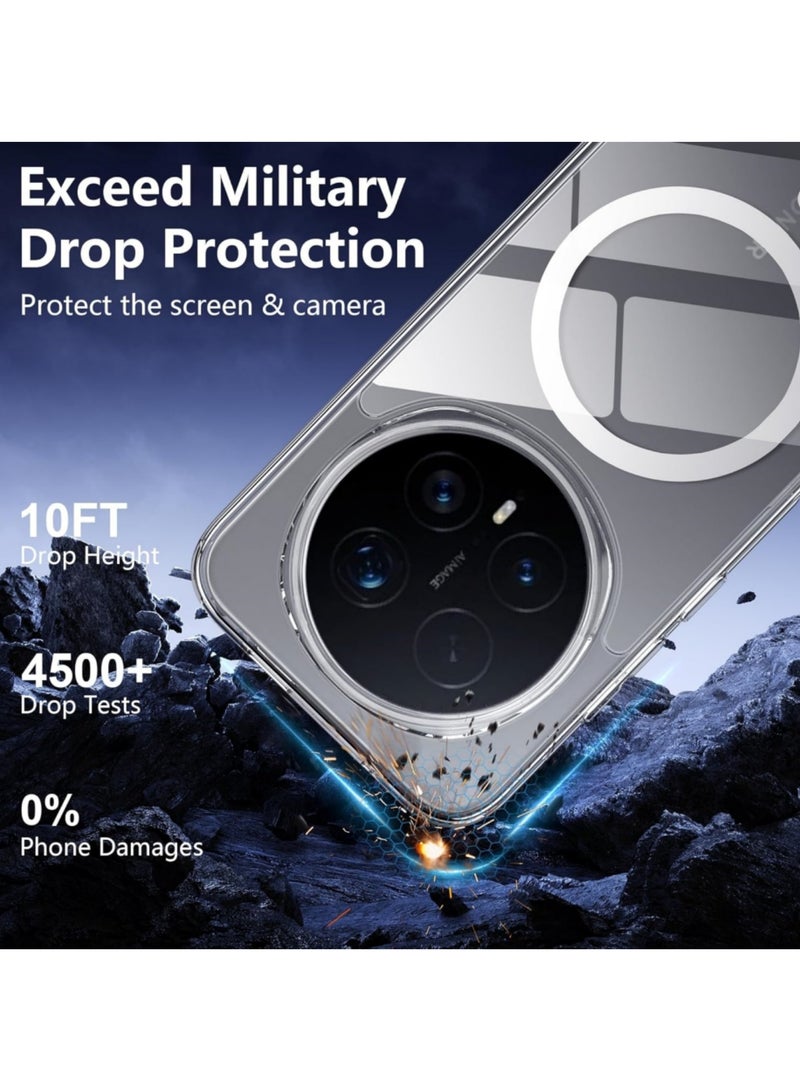 حافظة مغناطيسية لهاتف Honor Magic 8 Pro 5G، مع حلقات مغناطيسية قوية، شفافة، مادة TPU+PC صلبة رفيعة للغاية، مقاومة للصدمات، تغطية كاملة (شفاف) - Image 2