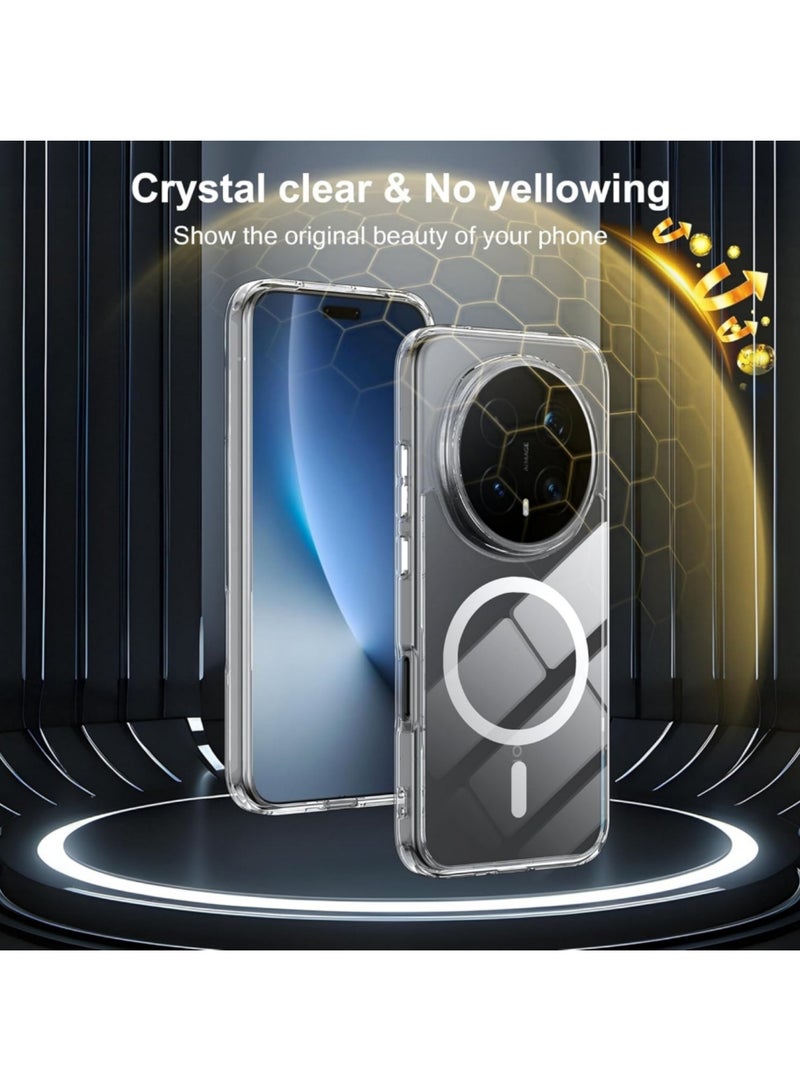 حافظة مغناطيسية لهاتف Honor Magic 8 Pro 5G، مع حلقات مغناطيسية قوية، شفافة، مادة TPU+PC صلبة رفيعة للغاية، مقاومة للصدمات، تغطية كاملة (شفاف) - Image 3