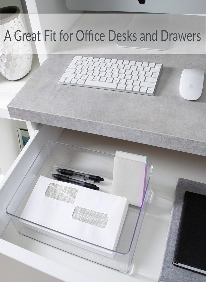 Simplify Large Drawer Organizer, Rectangular, Multi-Purpose, Office, Bathroom, Storage, Desk, Cosmetics & Jewelry, Clear - Image 5