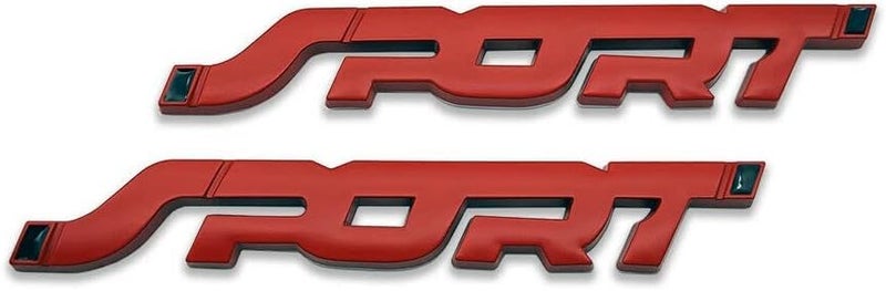 yomith Sport Metal Car Emblem Badge | Matte Red 3D Logo Sticker | Self Adhesive Car Body Decoration (Pack of 2) - Image 1