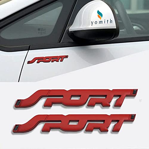 yomith Sport Metal Car Emblem Badge | Matte Red 3D Logo Sticker | Self Adhesive Car Body Decoration (Pack of 2) - Image 2