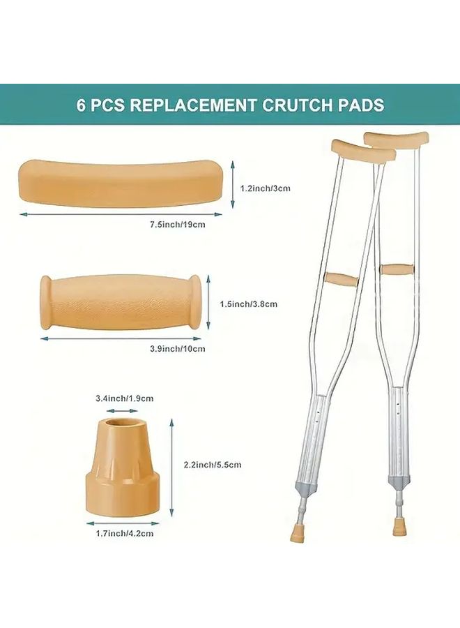 3 Pcs Set of Mobility Aid Walking Crutches with Handheld Armrest Pads and Underarm Crutch Pads Grey Yellow - Image 1