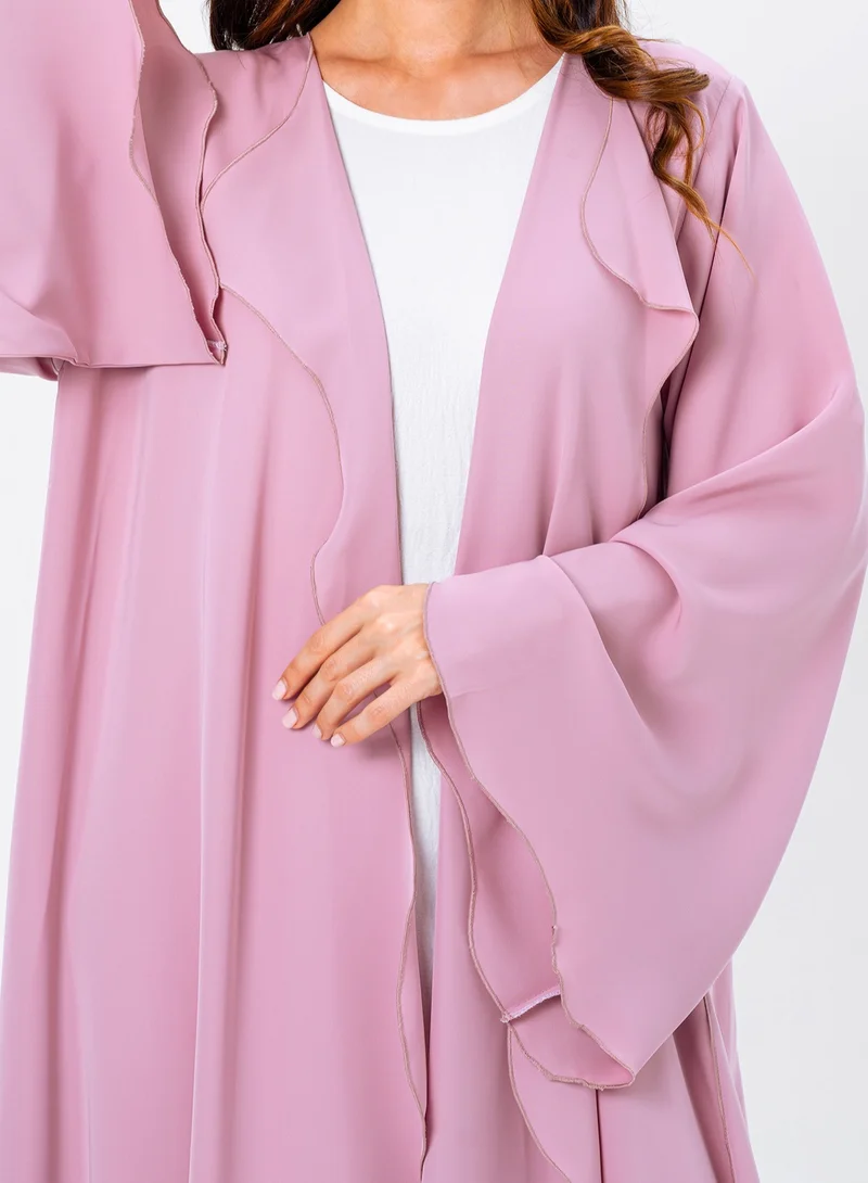 IZEL Pink Ruffled Abaya