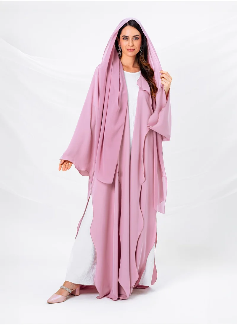 IZEL Pink Ruffled Abaya