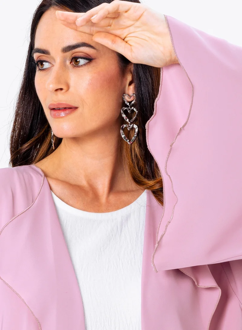 IZEL Pink Ruffled Abaya