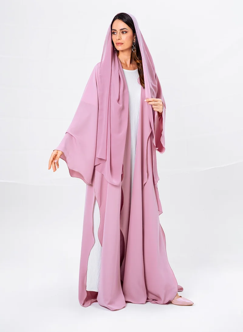 IZEL Pink Ruffled Abaya