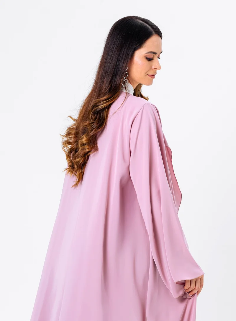 IZEL Pink Ruffled Abaya
