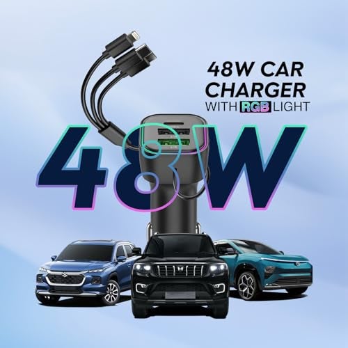 Humble® 3-Port Car Charger with Built-in 3 in 1 Charging Cable (Lightning/Type-C/Micro USB) PD Type-C & Dual USB-A 3.1A Works Compatible with iPhone, iPad, Samsung, Oneplus, Tablets & Other Devices - Image 3