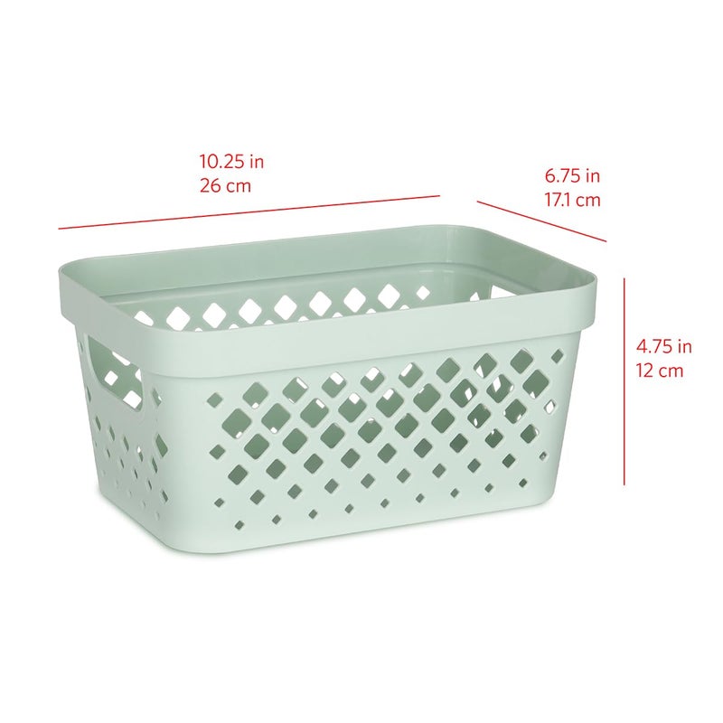 غلاد سلال بلاستيكية من جلاد للتنظيم، مجموعة من 6 قطع | تخزين في خزانة المؤن أسفل المنضدة، وخزانة الكتان، والحمام | صناديق رفوف متداخلة بمقابض، سعة 1 جالون، لون أخضر فاتح - Image 5
