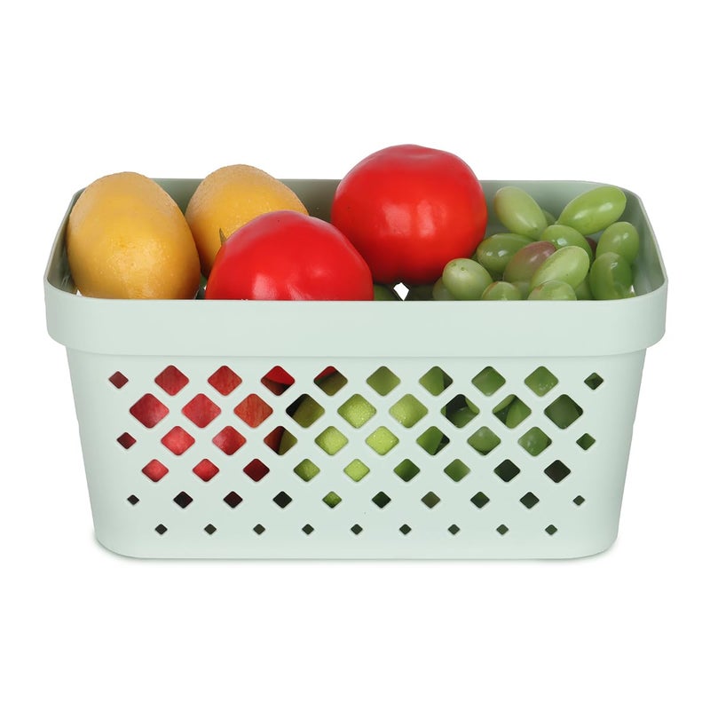 غلاد سلال بلاستيكية من جلاد للتنظيم، مجموعة من 6 قطع | تخزين في خزانة المؤن أسفل المنضدة، وخزانة الكتان، والحمام | صناديق رفوف متداخلة بمقابض، سعة 1 جالون، لون أخضر فاتح - Image 4