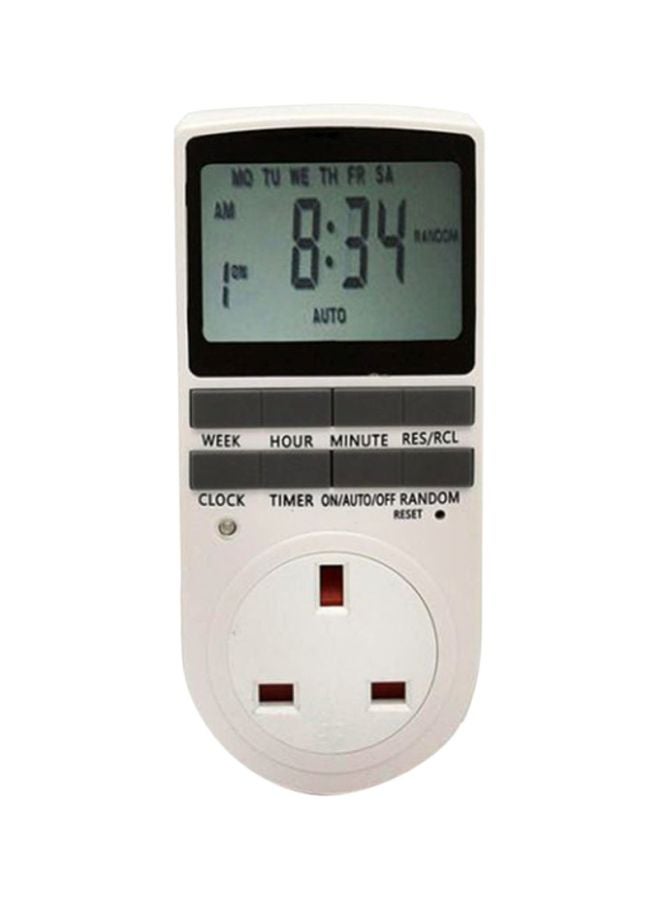12/24 Hour Programmable 230V LCD Digital Electronic Plug-In Timer White/Black - Image 1