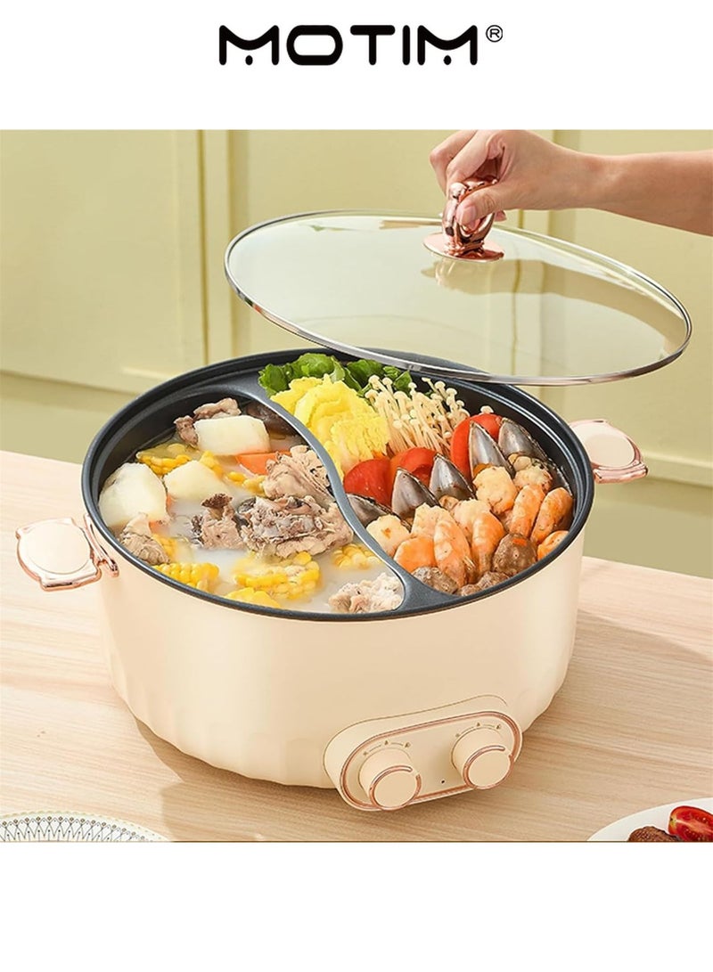 موتيم وعاء هوت بوت كهربائي مع قسم سعة 6 لتر بطعمين غير لاصق سعة كبيرة 6 لتر مناسب من 2 إلى 6 أشخاص - Image 3