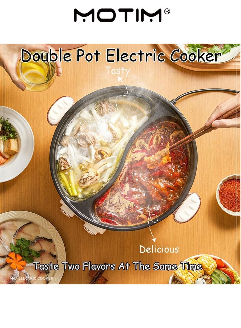موتيم وعاء هوت بوت كهربائي مع قسم سعة 6 لتر بطعمين غير لاصق سعة كبيرة 6 لتر مناسب من 2 إلى 6 أشخاص - Image 2