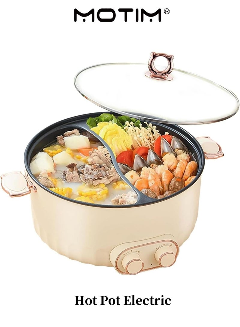موتيم وعاء هوت بوت كهربائي مع قسم سعة 6 لتر بطعمين غير لاصق سعة كبيرة 6 لتر مناسب من 2 إلى 6 أشخاص - Image 1
