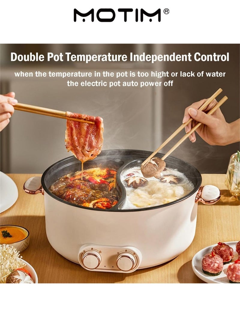 موتيم وعاء هوت بوت كهربائي مع قسم سعة 6 لتر بطعمين غير لاصق سعة كبيرة 6 لتر مناسب من 2 إلى 6 أشخاص - Image 5